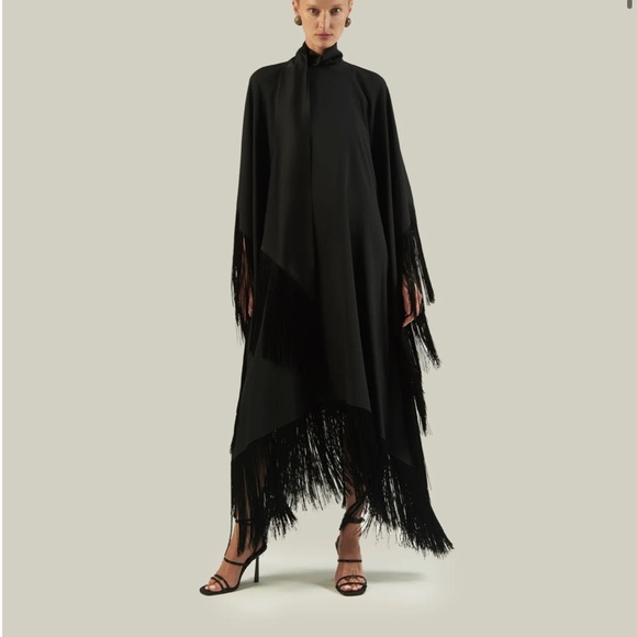 Chic Asymmetrical Black Fringe Dress